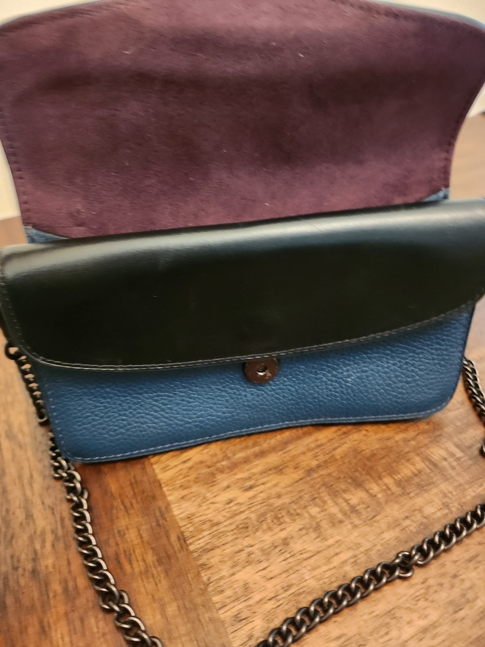 Coach Gray and Blue Leather Crossbody Shoulder Bag - Picture 2 of 4